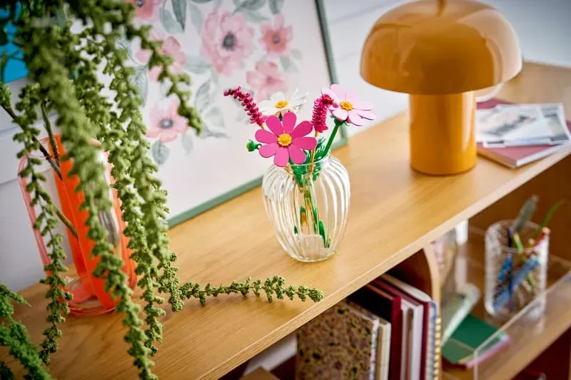 Lego Cosmos Flowers on display.