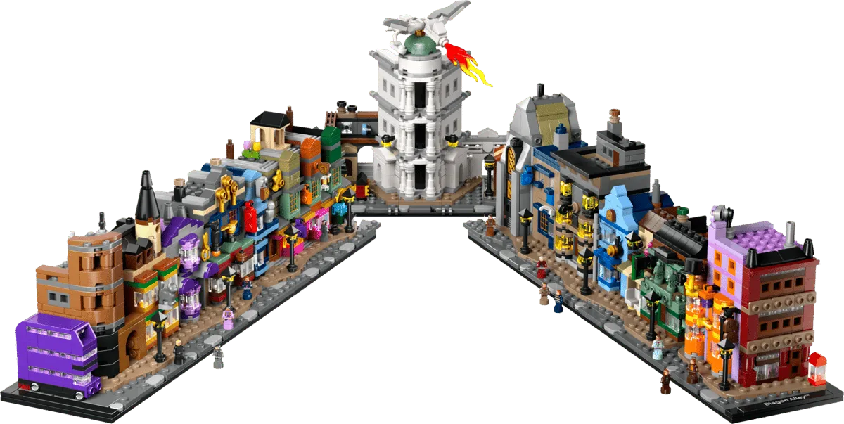 V-shaped display of Diagon Alley model.