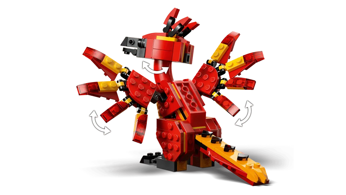 Top-down view of Fawkes, showing wing movement.