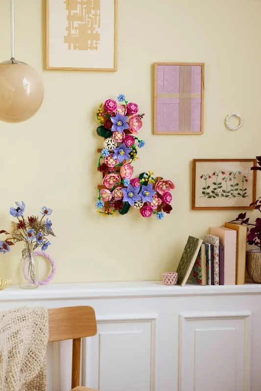 L-shaped flower wall display
