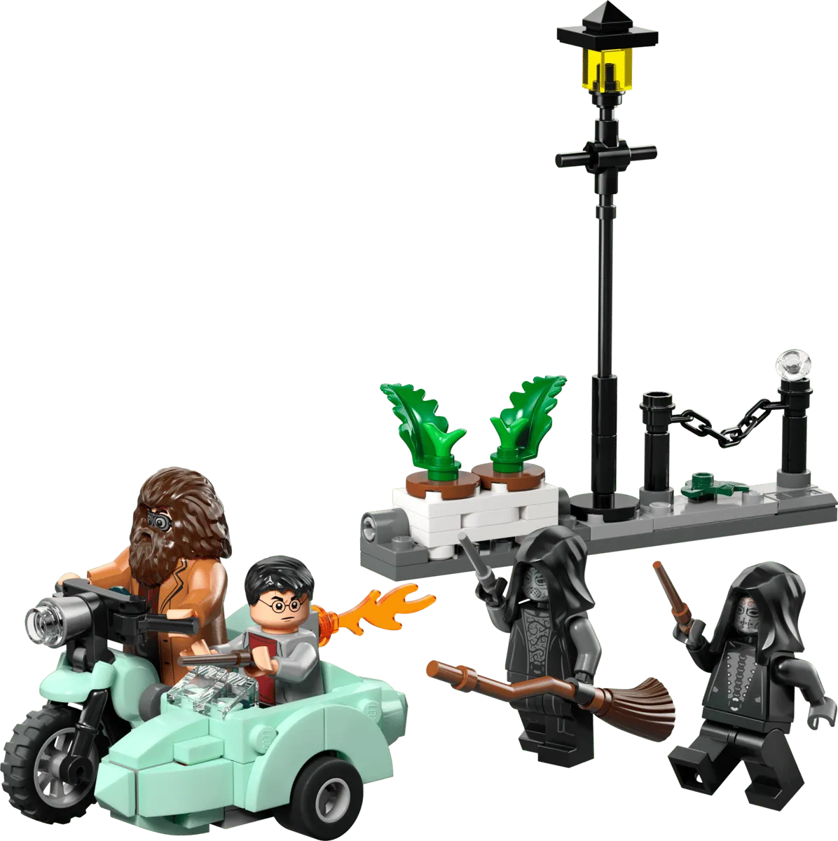 LEGO Harry Potter Hagrid & Harry's Privet Drive Escape components.