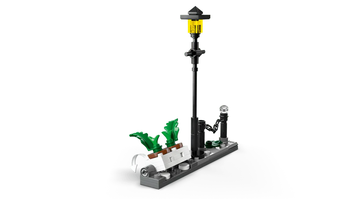 LEGO streetlamp sub-assembly.