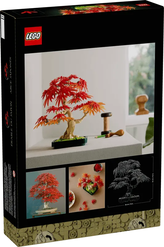 Back of LEGO Maple Tree box with lifestyle and detail shots.