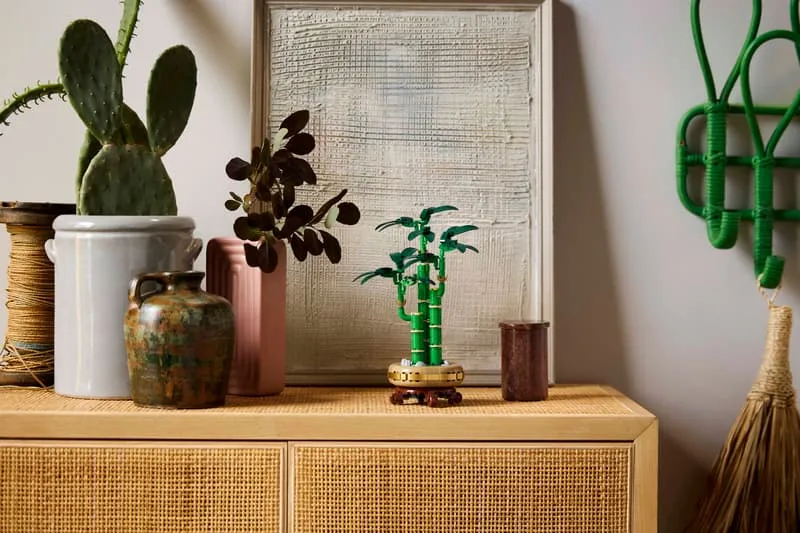 LEGO Lucky Bamboo on a cabinet.