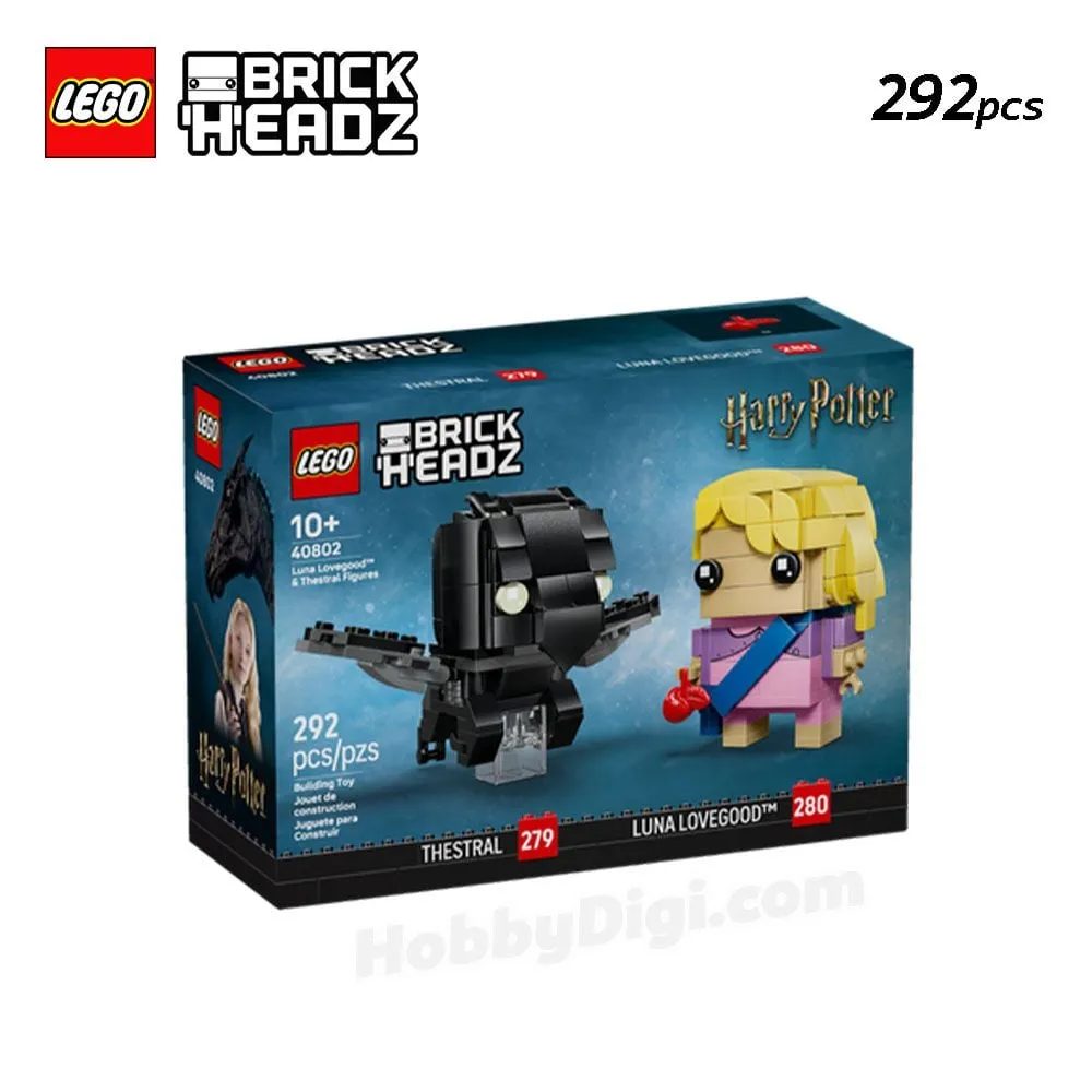 Lego BrickHeadz set 40802 featuring Luna Lovegood and a Thestral, with piece count 292.