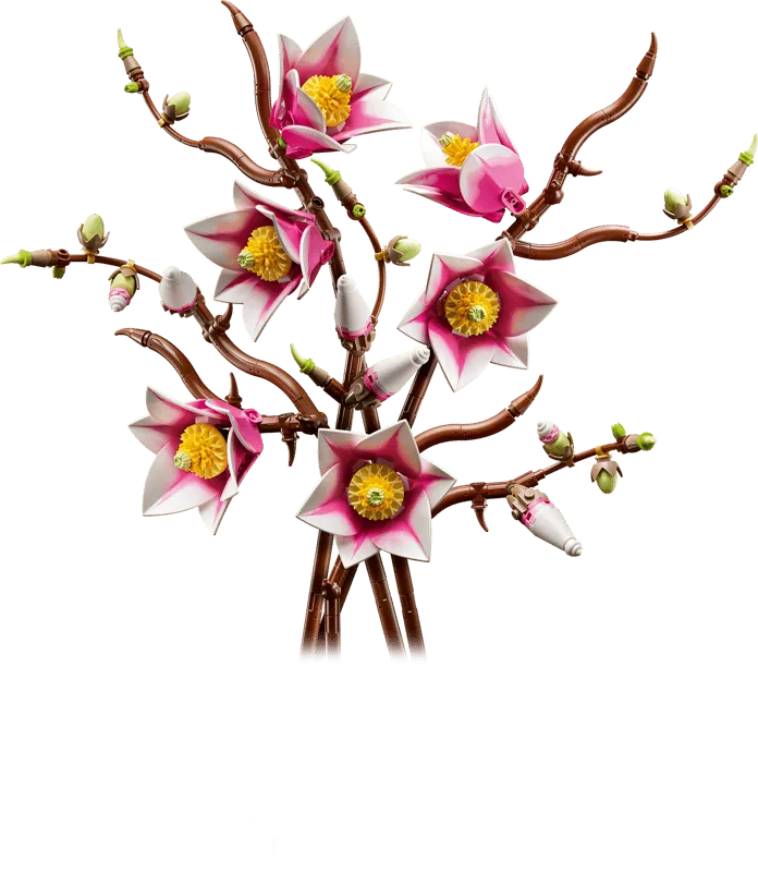 Assembled LEGO Magnolia Branches.