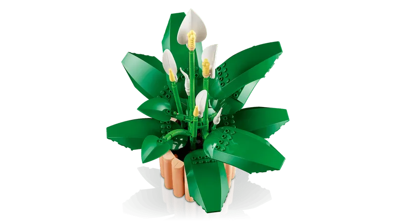 Top-down view of assembled LEGO Peace Lily.