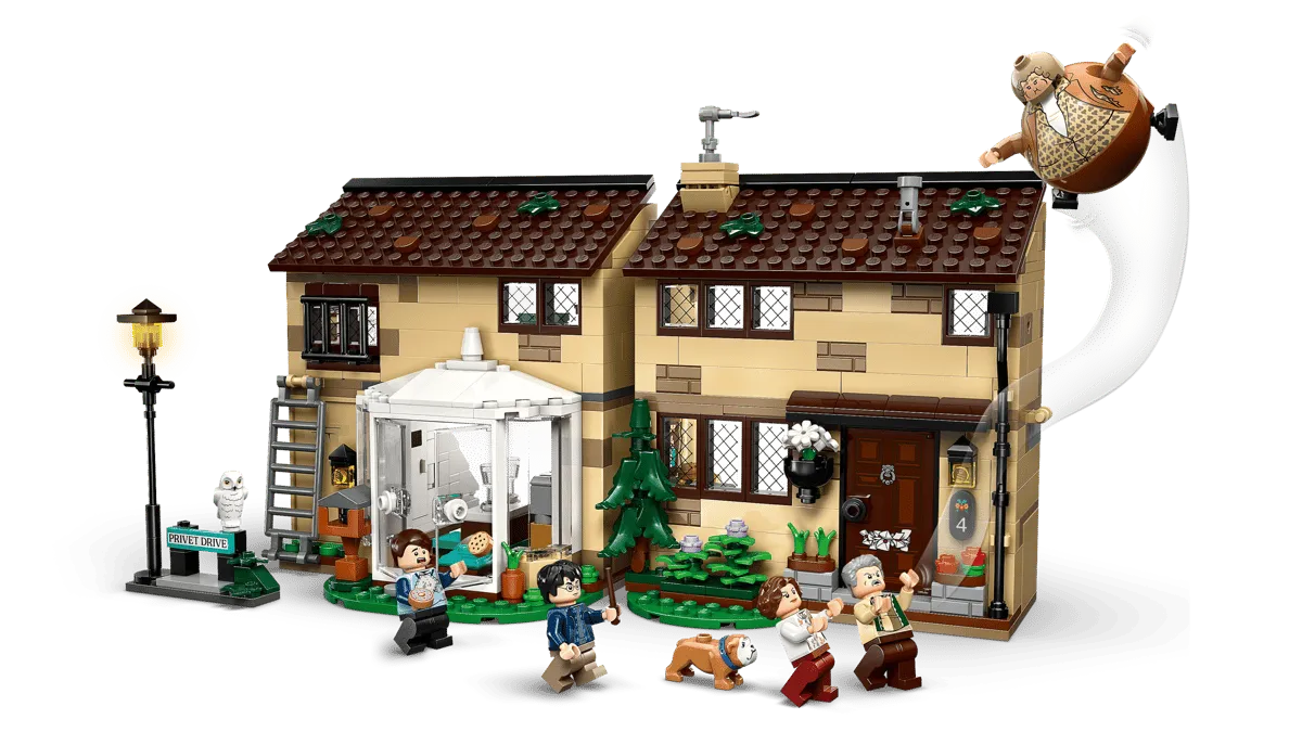 Open back of LEGO 4 Privet Drive showing interior.