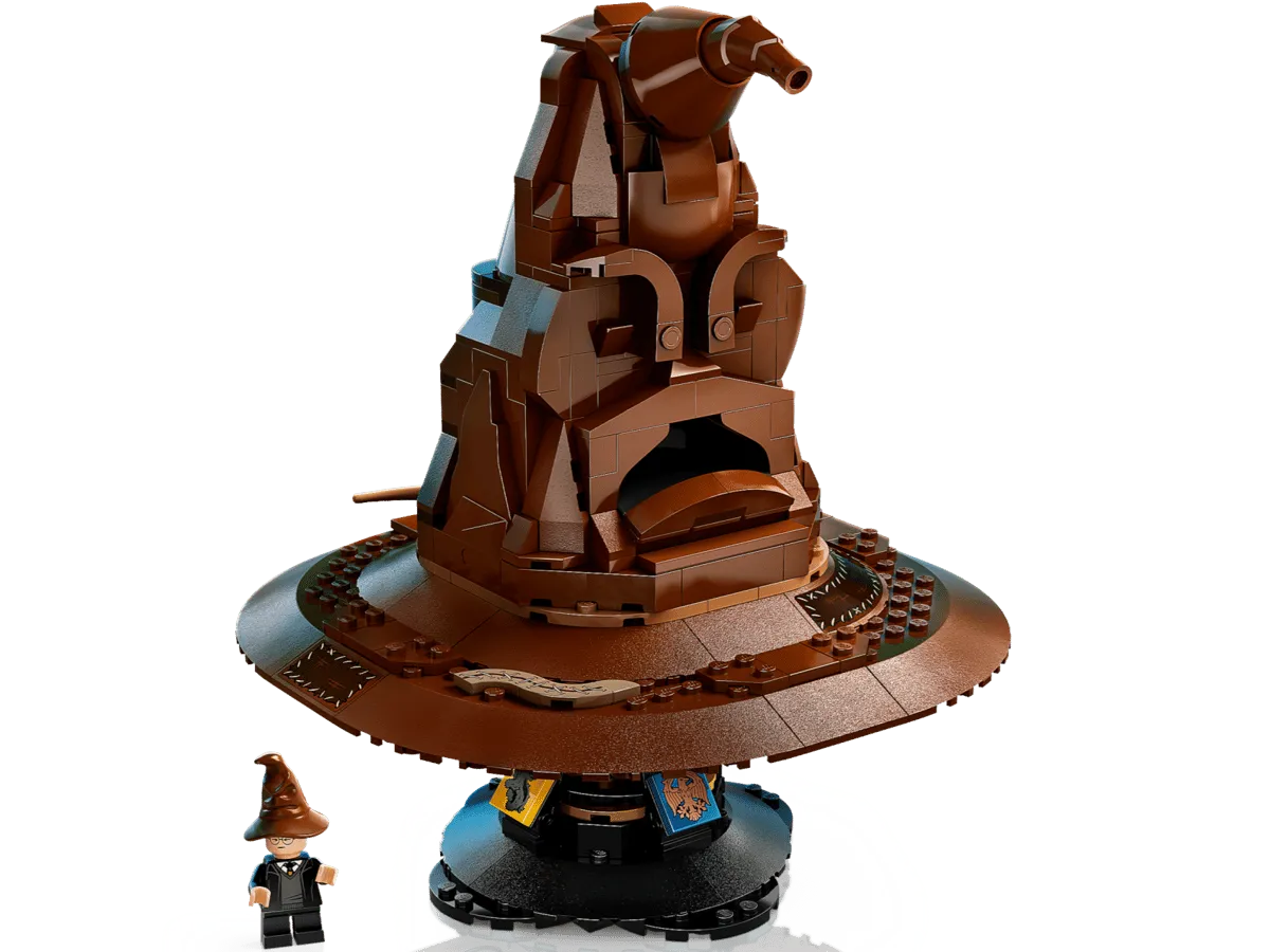 Angled view of Sorting Hat and minifigure
