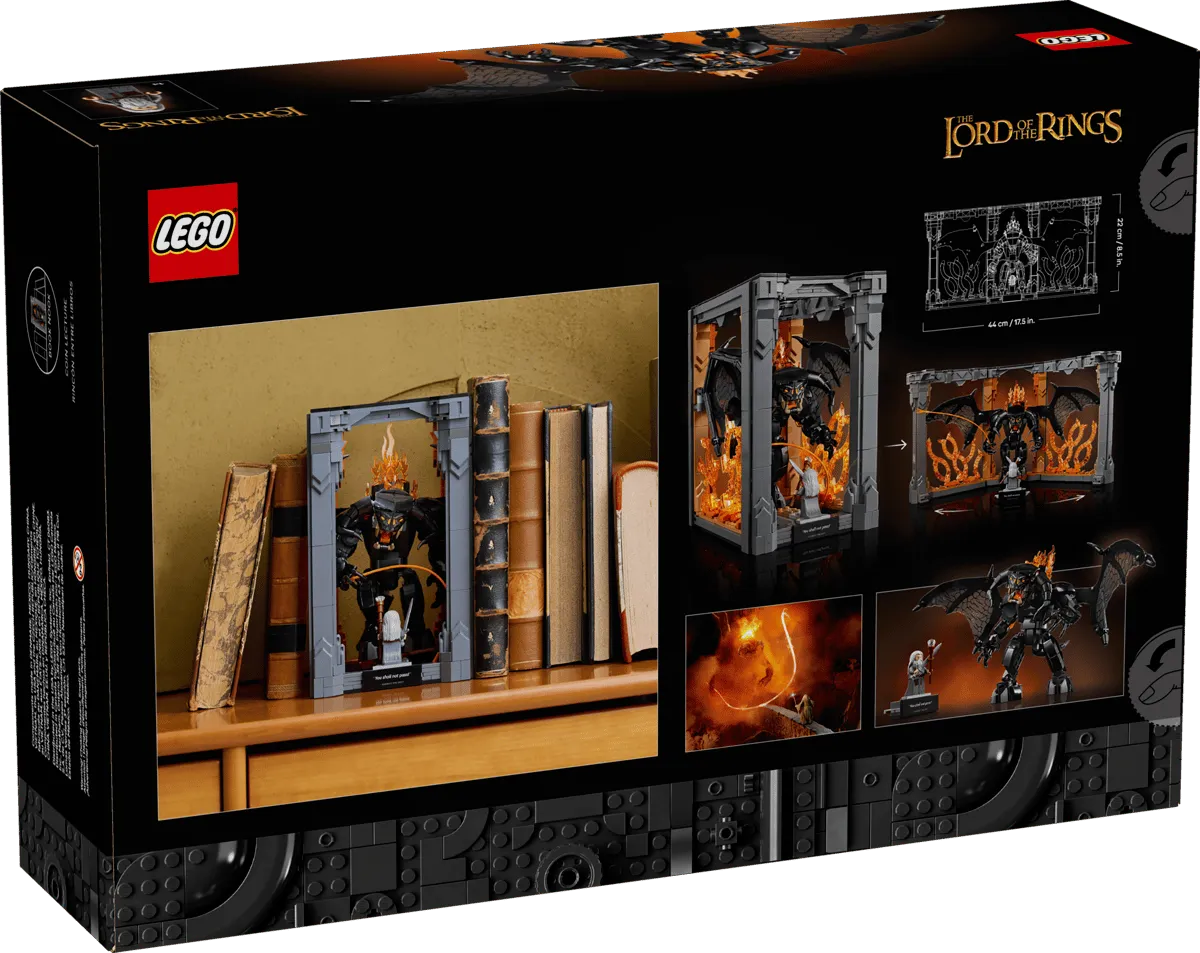 Back of LEGO Balrog Book Nook box details.