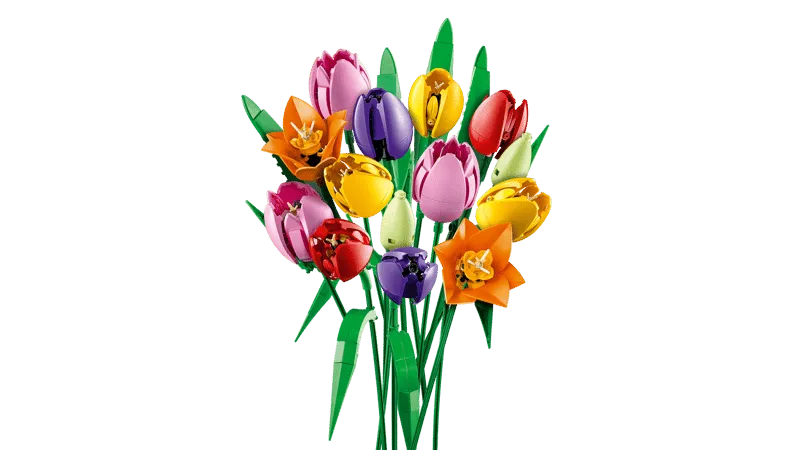 Assembled LEGO Tulip Bouquet.