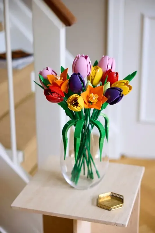 LEGO Tulip Bouquet on display.