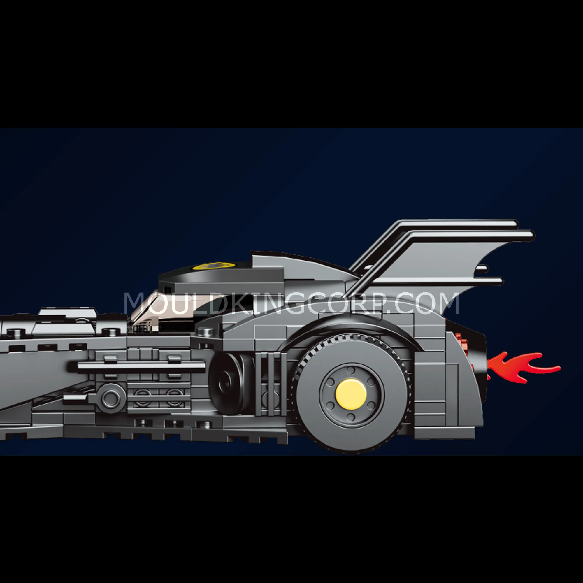 Batmobile side view with exhaust
