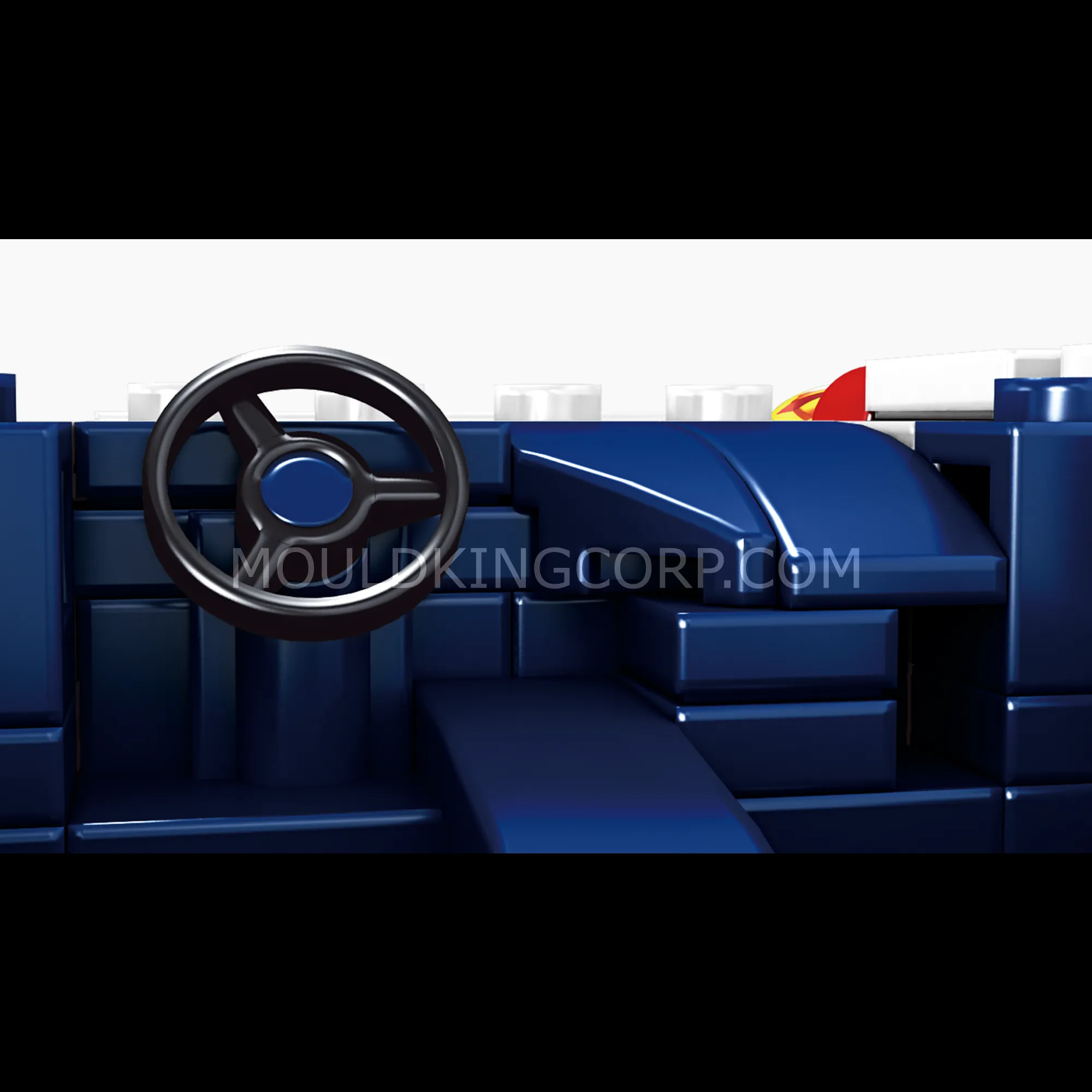 Sports car cockpit detail.