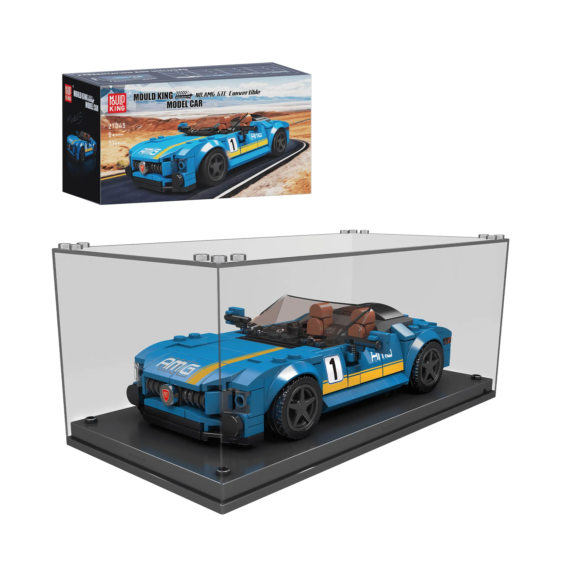 Mould King AMG GTC Convertible Car Model 27045 with packaging and display case