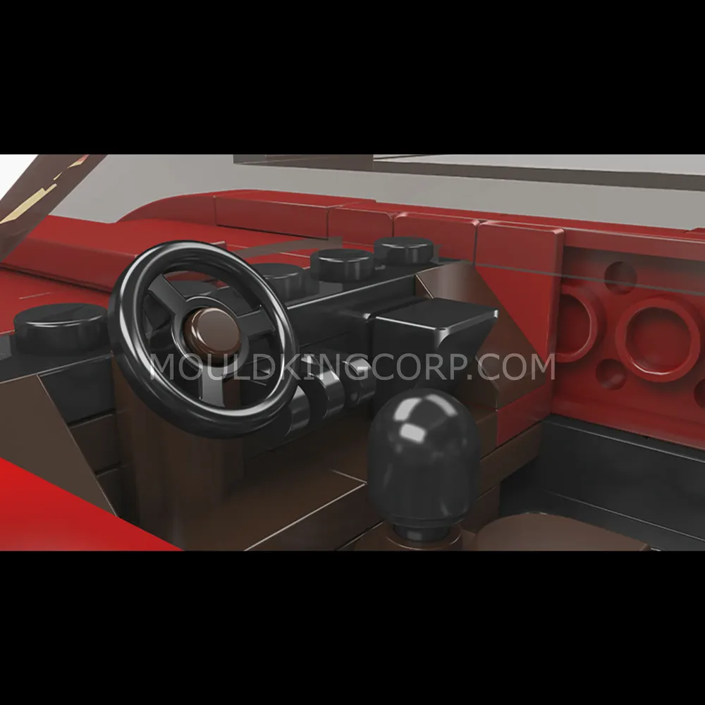 Detailed interior of the Mould King Corvette model.