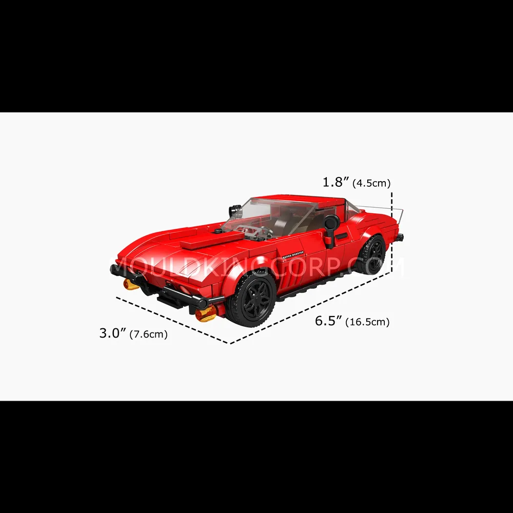 Mould King Corvette model with dimensions.