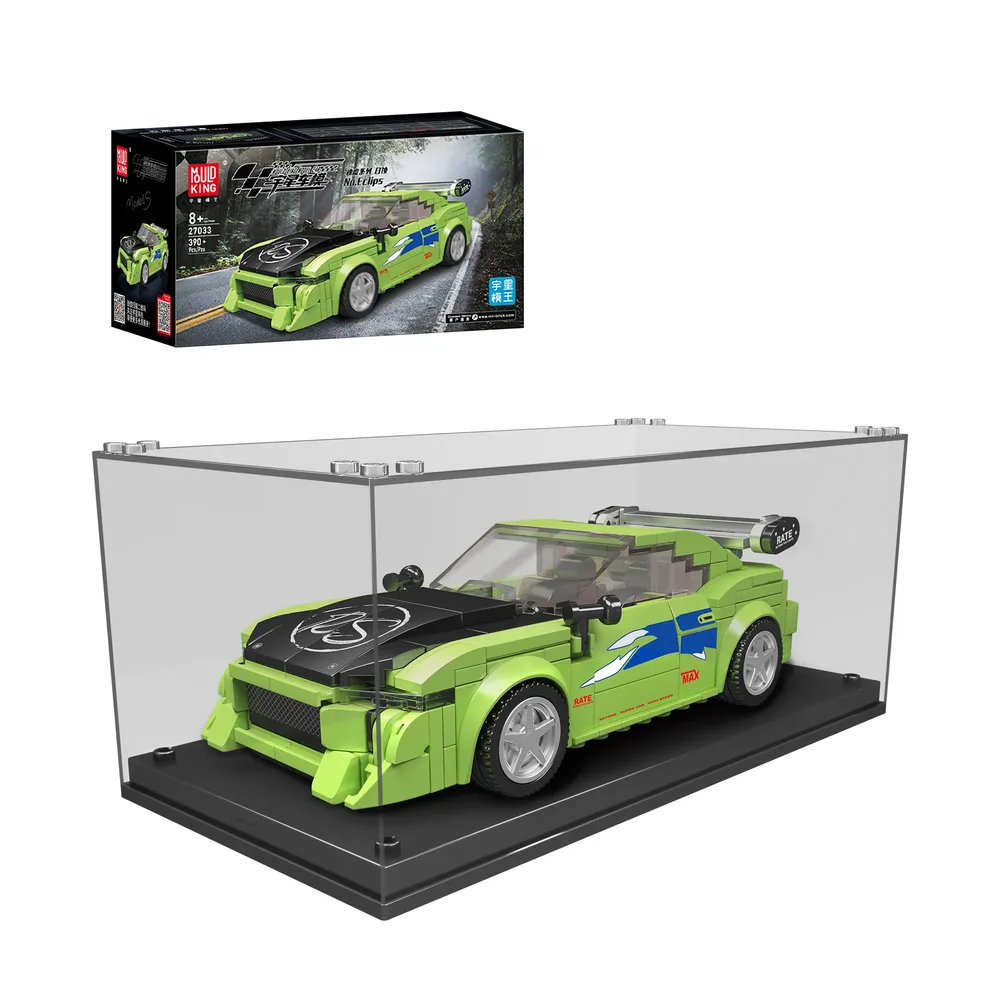 Mould King Eclipse GS Green Model Car in display case.