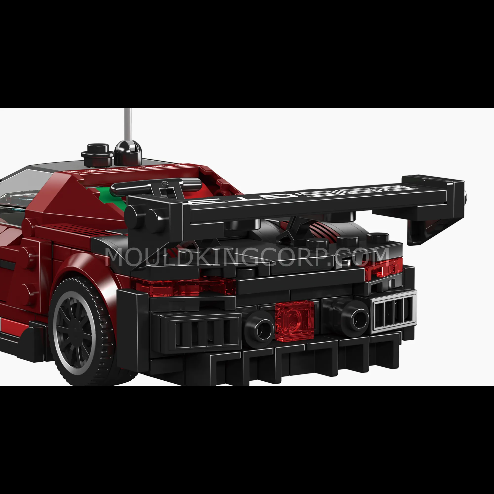 Supercar model rear with spoiler.