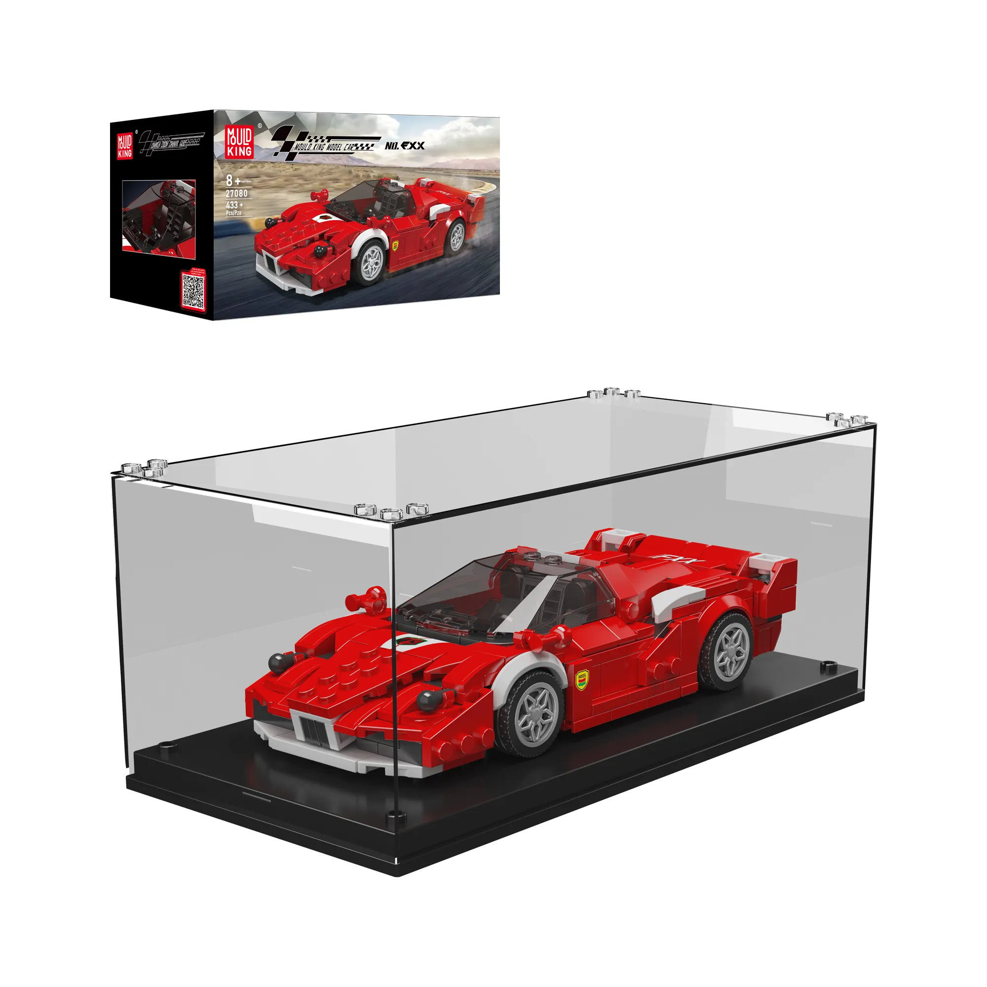 FXX Supercar model in display case.