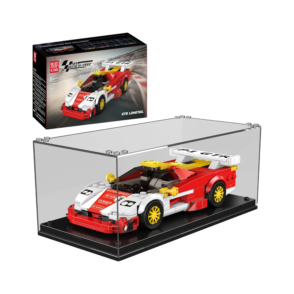 Mould King GTR Longtail Racing Car 27089 in display case with retail box.