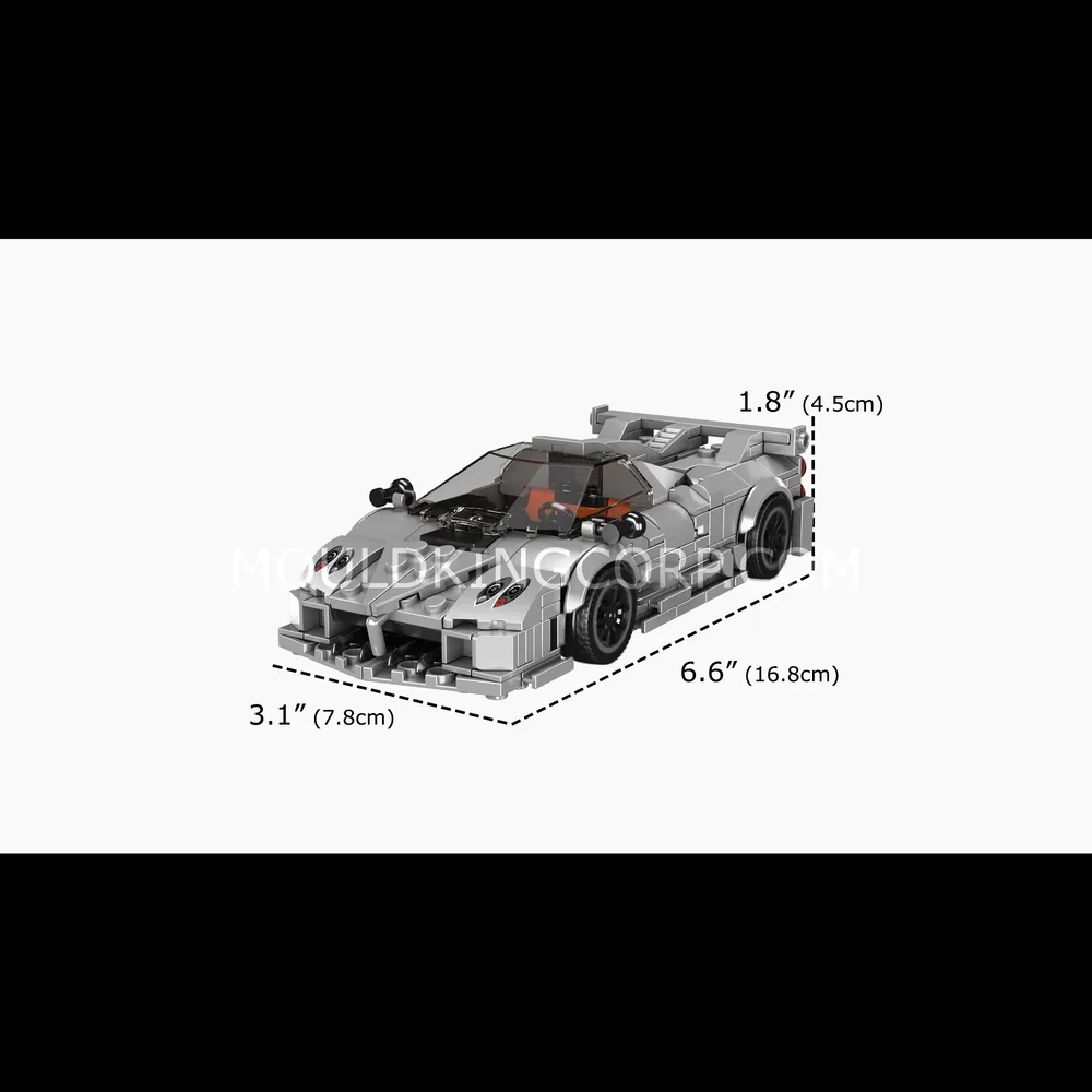 Supercar model with dimensions.