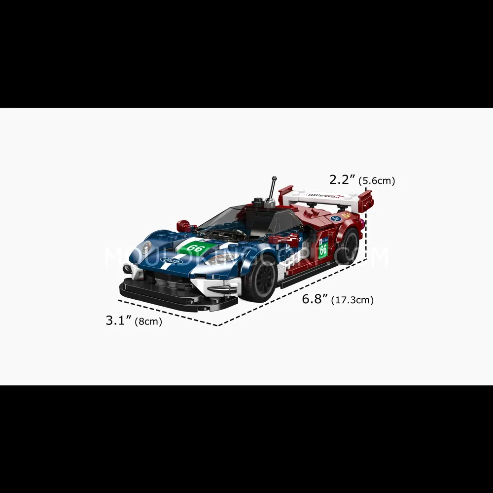 Racing car model with dimensions