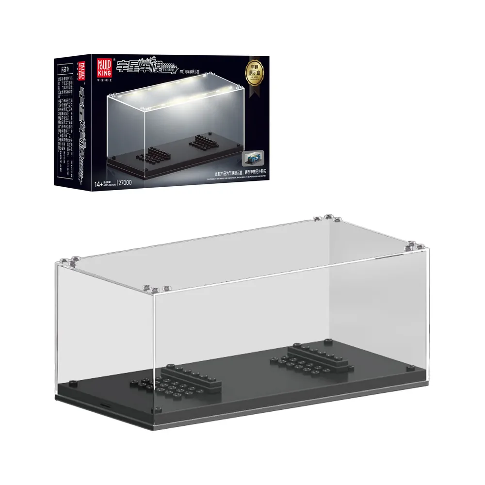 Mould King Mini Car Display Case with LED Light 27000 packaging and assembled product